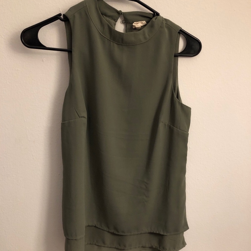 Olive green blouse with layered bottom